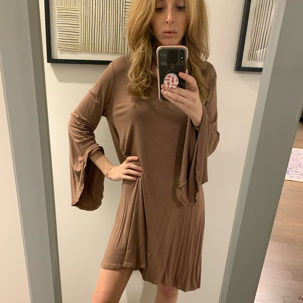 G&G brown soft long sleeve dress